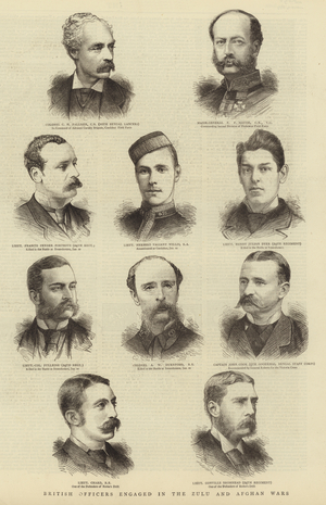 British Officers engaged in the Zulu and Afghan Wars (engraving)