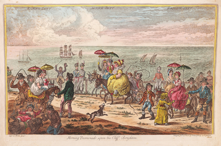 Morning Promenade upon the Cliff, Brighton, after Captain J. Morse, pub. 1806 (hand coloured engraving)