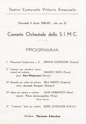 Wittgenstein performing Ravel's Piano