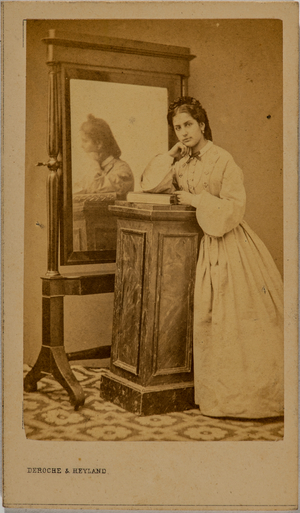 Portrait of a woman with a mirror, Milan, Italy, 1879 (photo)