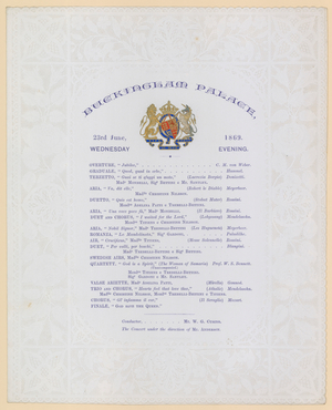 Buckingham Palace, Concert Programme, 23 June 1869 (printed material)