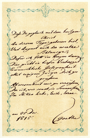 Goethe poem to Charlotte von Stein