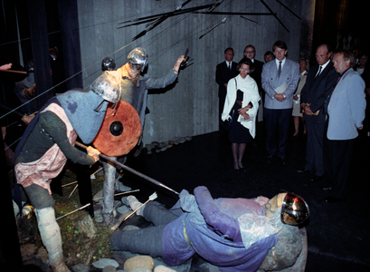Stiklestad 29 July 1992. King Harald and Queen Sonja during the opening of Stiklestad …, 1992 (photo)