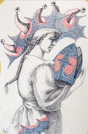 Praise of folly, 1964 (coloured ink on rice paper)