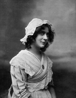 French comedian Melle Sylvie as Dot in play "Le grillon" in Paris, photo from french paper "Le Theatre" october 1904
