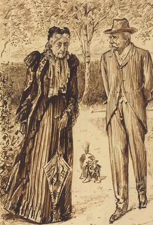The Woman That War (pen and brown ink with brown wash over graphite on wove paper)