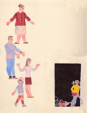 Illustration from 'Sit Down and Listen' by Silva Kaputikyan, 1969 (gouache on paper)