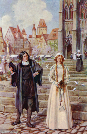Faust's Meeting with Marguerite (colour litho)