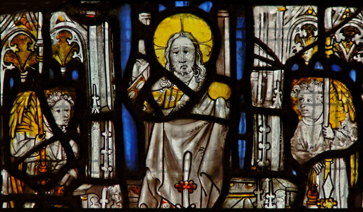 Window s1 depicting Christ and two angels (stained glass)