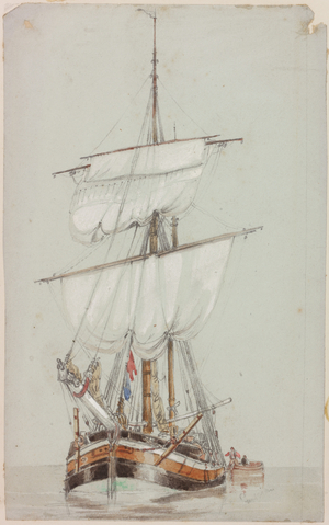 Study of a Sailing Ship (pencil & watercolour on paper)