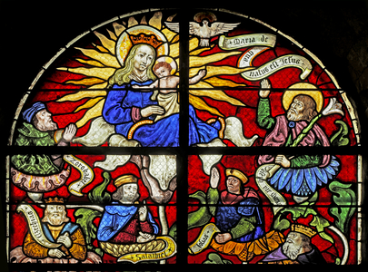 Window depicting the Virgin Mary at the top of the Tree of Jesse, 16th-20th century (stained glass)