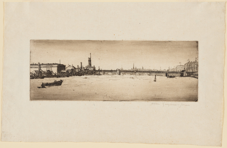 Hungerford Bridge, Charing Cross (etching on paper, ink)