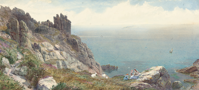 Sketch on the Cornish coast, 1865 (w/c and bodycolour on paper)