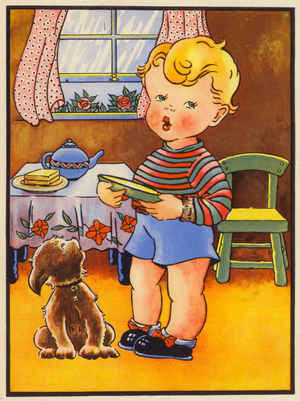 "Little Tommy Tucker sings for his supper" (colour litho)