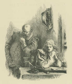 Sir John Hawkins and the young Francis Drake (engraving)