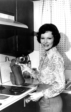 Rosalynn Carter, Jimmy'S Wife, in her Kitchen of her House in Plains, Georgia, January 10, 1977 (b/w photo)
