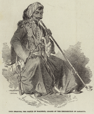 Emir Khanjar, the Prince of Baalbeck, Leader of the Insurrection in Damascus (engraving)