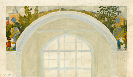 Study for The Clock and the Dial and The Butterfly and the Rose, mural at Brockley County School, c.1932-36 (oil on panel)

