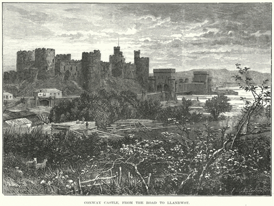 Conway Castle, from the Road to Llanrwst (engraving)
