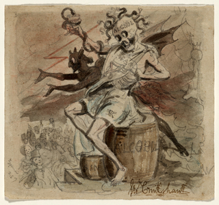 Alcohol, Death and the Devil, 1830 (w/c on paper)