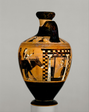 Terracotta lekythos, c.550–530 BC (terracotta) 