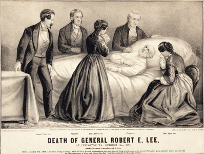 Death of General Robert E. Lee, at Lexington, Virginia., October 12th, 1870, aged, 62 years, 8 months and 6 days, pub.1870 (litho)