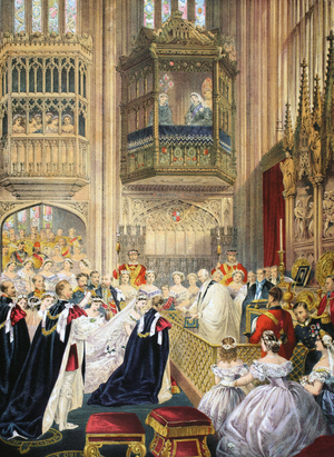 The Marriage at St George's Chapel, Windsor, from 'A Memorial of the Marriage of Edward VII and Alexandra of Denmark', pub. 1864 (chromolitho)