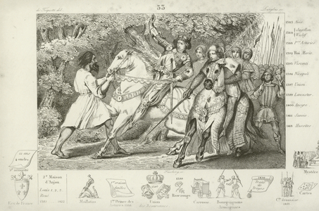 Charles VI of France is warned of an ambush in the forest near Angers, 1392 (engraving)