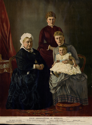 Four Generations of Royalty (Queen Victoria, Princess Beatrice, Princess Victoria Alberta and Princess Alice) (colour litho)