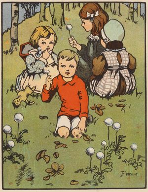 At Play on the Hill (colour litho)
