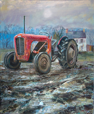 Red Tractor Talgarth, 2015 (oil on canvas)