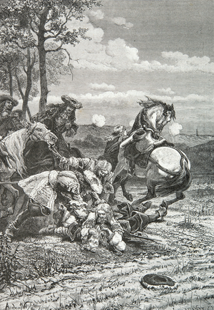 Death of Henri de la Tour d'Auvergne at the Battle of Salzbach, 1675 (Engraving)