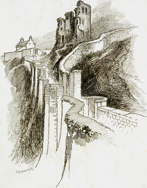 Scarborough Castle, North Yorkshire, 1892-1933 (pen & ink on paper)