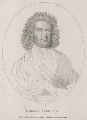 Thomas Gale, who wrote the inscription on the Monument (engraving)