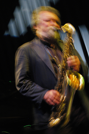 Evan Parker playing saxophone, Lucerne 2004