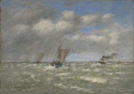 Boats Returning to Port, Trouville, 1894 (oil on canvas, marouflaged to aluminum)