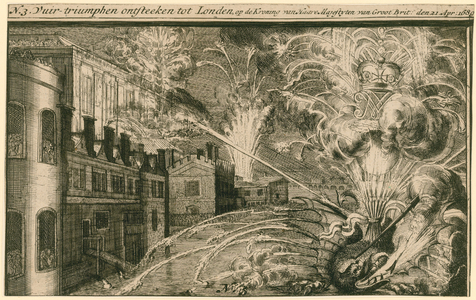 Fireworks for the coronation of William and Mary (engraving)