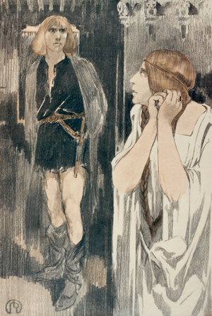 Scene of Hamlet by William Shakespeare (1564-1616). Drawing.