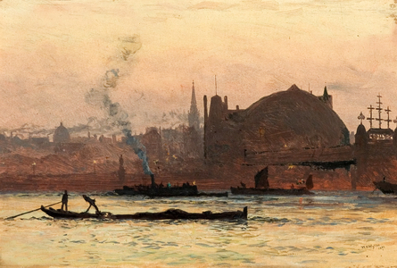 The Thames near Charing Cross, London, 1892 (oil on board)