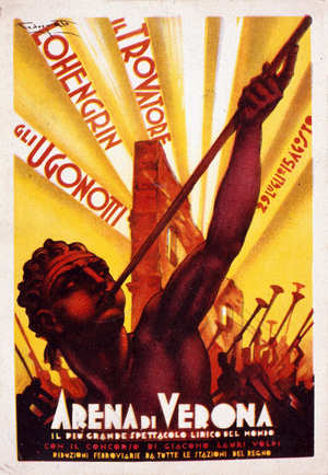 Advertising postcard : Opera at Arena of Verona, , Italy,1929