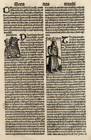 Original incunable leaf in Latin from 'Hartmut Schedel:Liber Chronicorum', printed by Schoensperger in 1497