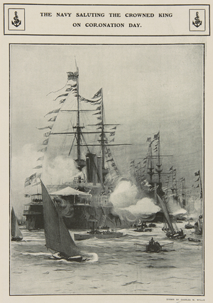The Navy saluting King Edward VII on coronation day, 1902