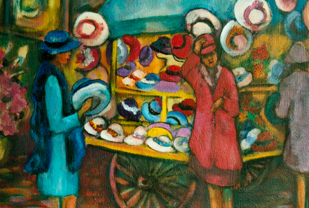 Hat Market 2000 Hyacinth Manning (b.1954 African-American) Acrylic on Canvas