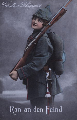 German girl in military uniform (coloured photo)