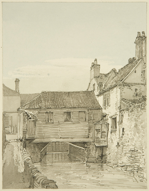 Weir within the Castle Precincts, diverging from Castle Ditch (Narrow Weir), 1820 (pencil & watercolour on paper)