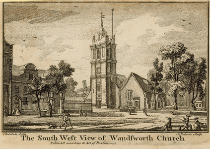 The south west view of Wandsworth Church (engraving)