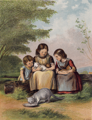 The Pet Kittens (colour litho)