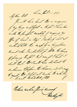 Autograph: Arthur Wellesley, Duke of Wellington, 1828.