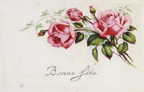 French postcard with images of flowers, 1900