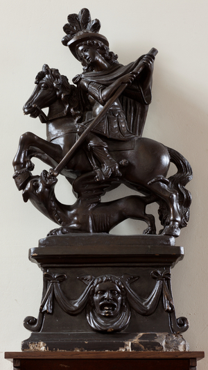 Parish church (Sint-Bavokerk). Interior. Sculpture. Saint George (Sint-Joris). Painted stone.